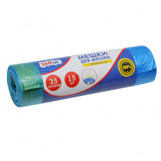 Мешки для мусора с завязками "CleanLab" 35 л, 50x60 см, ПНД, 12 мкм, 15 шт/рулон, тип дна "прямой" с