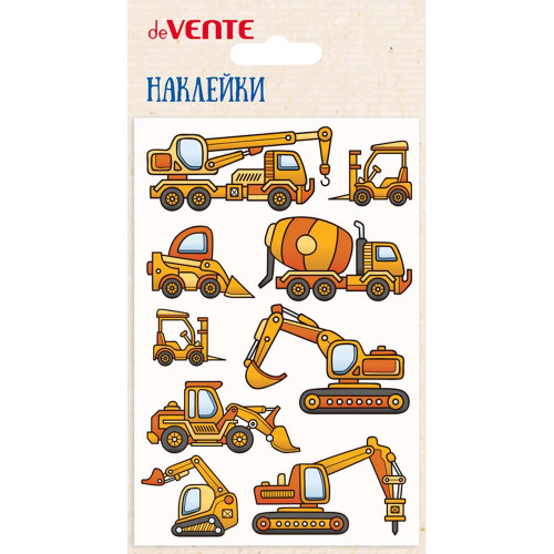 Наклейки мягкие "deVENTE. Строительная техника" размер карточки 10x15 см, puff, объемные, многоразов