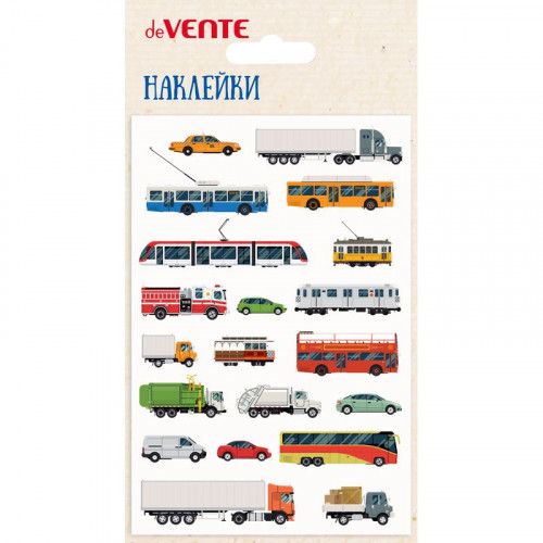 Наклейки мягкие "deVENTE. Транспорт" размер карточки 10x15 см, puff, объемные, многоразовые, в пласт