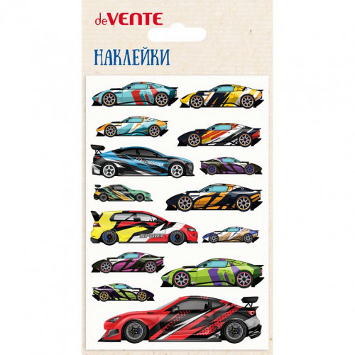 Наклейки мягкие "deVENTE. Спорткары" размер карточки 10x15 см, puff, объемные, многоразовые, в пласт