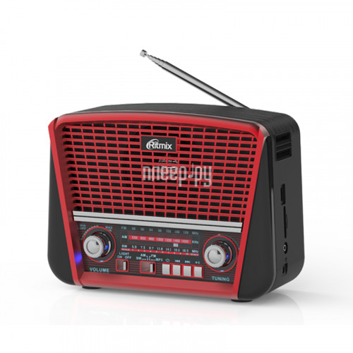 Радиоприёмник RITMIX RPR050, красный. Портативный трёхдиапазонный радиоприемник FM / AM / SW. Функци