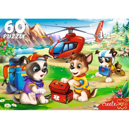 39. ПАЗЛЫ 60 элементов. ДОБРЫЕ ЩЕНКИ-СПАСАТЕЛИ (Арт. ПУ60-0463)