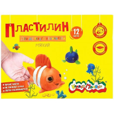 Пластилин КАЛЯКА-МАЛЯКА со стеком 12 цв. 180 г