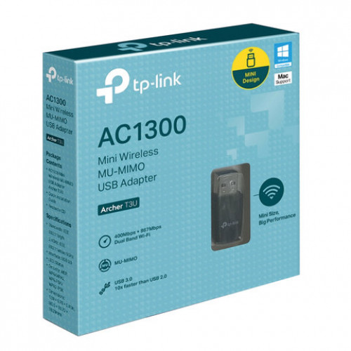 Адаптер Wi-Fi TP-LINK Archer T3U, USB 3.0, 2,4 + 5 ГГц 802.11ac, 400 + 867 Мбит