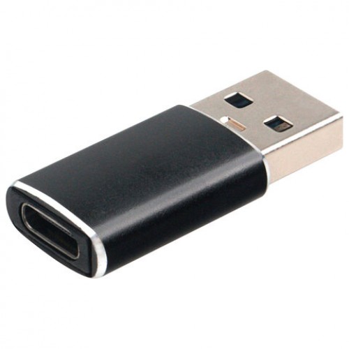 Переходник USB 3.1 AM/Type-C(F), CABLEXPERT 5Гбит/с, QC3.0, метал.корпус, Pro, черный, A-USB3.1-AMCF