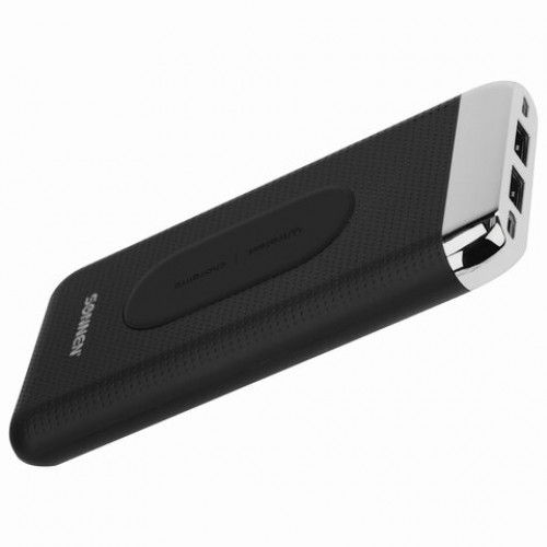 Аккумулятор внешний 8000mAh SONNEN POWERBANK K802 БЕСПРОВОДНАЯ ЗАРЯДКА, 2USB, литий-полимер, 263030