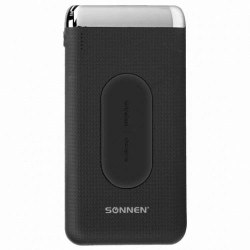 Аккумулятор внешний 8000mAh SONNEN POWERBANK K802 БЕСПРОВОДНАЯ ЗАРЯДКА, 2USB, литий-полимер, 263030