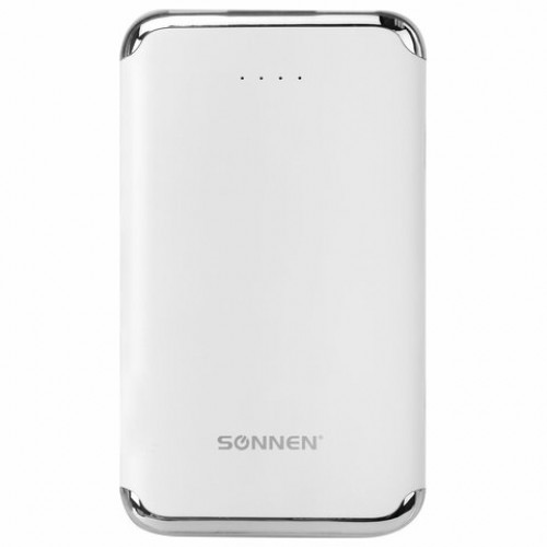 Аккумулятор внешний 6000 mAh SONNEN POWERBANK K611, 2 USB, литий-полимерный, белый, 263028