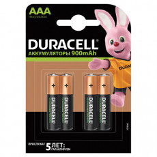Батарейки аккумуляторные КОМПЛЕКТ 4 шт., DURACELL, AAA (HR03), Ni-Mh, 900mAh, блистер, 81546826