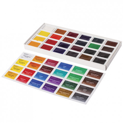 Краски акварельные художественные Сонет, 24 цвета, кювета 2,5 мл, картонная коробка, 3541139
