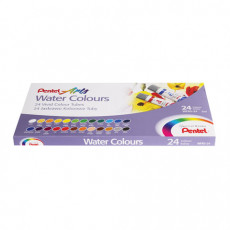 Краски акварельные художественные PENTEL Water Colours, НАБОР 24 цвета, туба 5 мл, картонная упаковка, WFRS-24