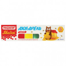 Краски акварельные ПИФАГОР МЕДОК, 6 цветов, медовые, без кисти, картонная коробка, 191317 Краски акварельные ПИФАГОР МЕДОК, 6 цветов, медовые, без кисти, картонная коробка, 191317