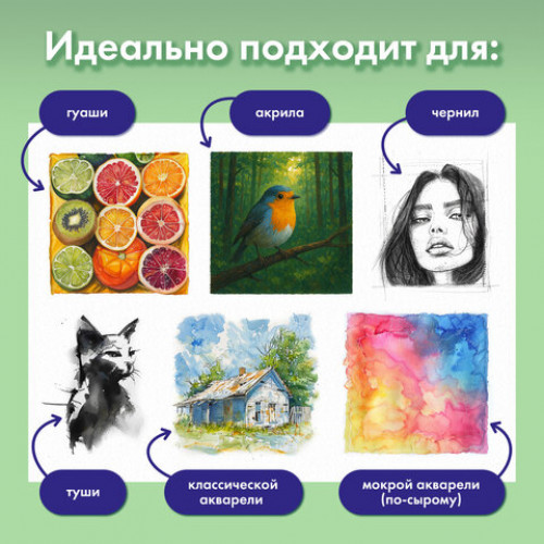 Бумага для гуаши А4 20 л., 180 г/м2, 210х297 мм, в папке, BRAUBERG АКАДЕМИЯ, Котик, 117737
