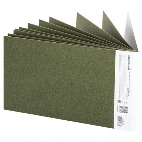 Альбом для пастели, картон ЗЕЛЕНЫЙ тонированный 630 г/м2, 207x297 мм, 10 л., BRAUBERG ART CLASSIC, 105920