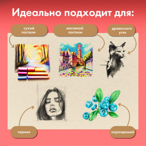 Бумага для пастели АБРАЗИВНАЯ А3 в папке, 20 листов, 5 цветов, 240 г/м2, BRAUBERG ART, 117764