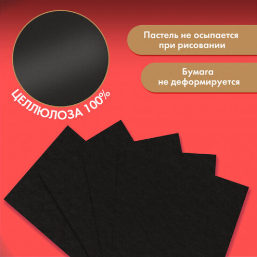 Бумага для пастели АБРАЗИВНАЯ А4 в папке, 15 листов, ЧЕРНАЯ, 240 г/м2, BRAUBERG ART, 117765