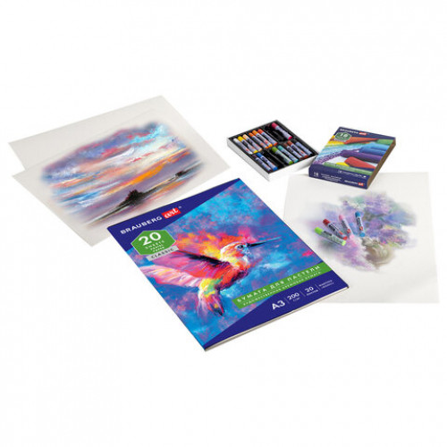 Бумага для пастели БОЛЬШАЯ А3, 20л, 200г/м2, тонированная бумага слоновая кость ГОЗНАК, Холст, BRAUBERG ART CLASSIC, 126304, 126305