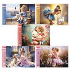 Альбом для рисования А4 24 л., спираль, обложка картон, HATBER, 198х300 мм, Нежная любовь (5 видов), 085258, 24А4Всп