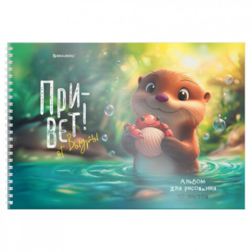 Альбом для рисования, пластиковая обложка, А4, 40 л., гребень, BRAUBERG, 210х297 мм, АССОРТИ-2 (8 видов), 107683
