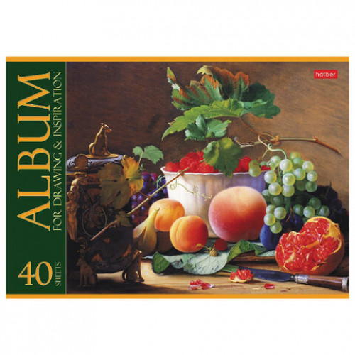 Альбом для рисования, А4, 40 л., скоба, обложка картон, HATBER, 205х290 мм, Ассорти 2 (5 видов), 40А4В