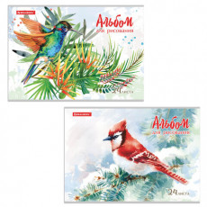 Альбом для рисования А4 24 л., скоба, обложка картон, BRAUBERG, 202х285 мм, Райские птички (2 вида), 105609