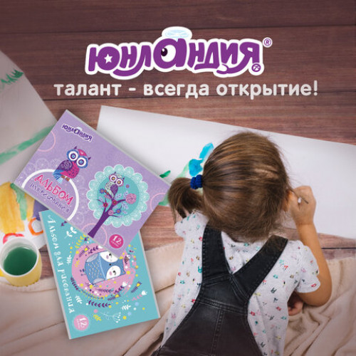 Альбомы для рисования А4 12 л., КОМПЛЕКТ 10 шт., скоба, обложка картон, ЮНЛАНДИЯ, 200х283 мм, Птички (2 вида), 880024