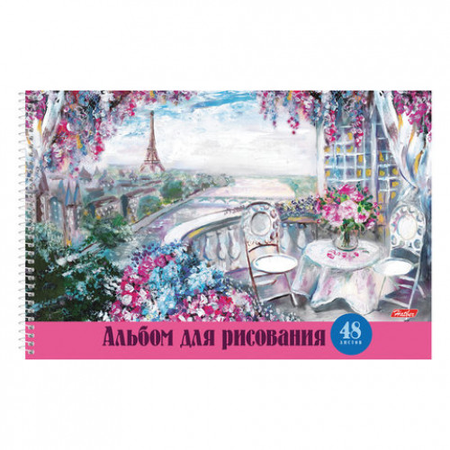 Альбом для рисования А4, 48 листов, спираль, обложка картон, HATBER, 205х300 мм, Сказочные уголки мира (5),48А4Всп