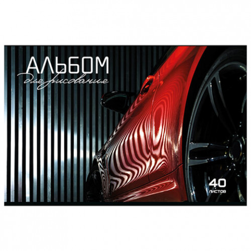 Альбом для рисования А4, 40 л., скоба, TWIN-лак, ПЗБМ, 205x295 мм, Драйв (микс в спайке), 44086