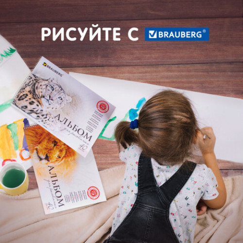 Альбомы для рисования А4 40 л., КОМПЛЕКТ 2 шт., гребень, обложка картон, BRAUBERG, 205х290 мм, Хищники (2 вида), 880028