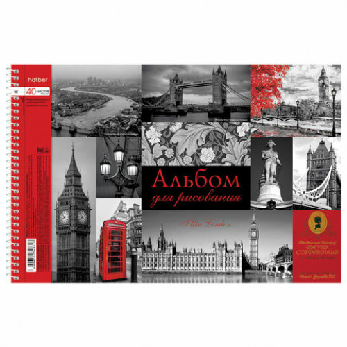 Альбом для рисования А4 40 л., спираль, тиснение, HATBER, 205х300 мм, Прикосновение цвета, 40А4Всп