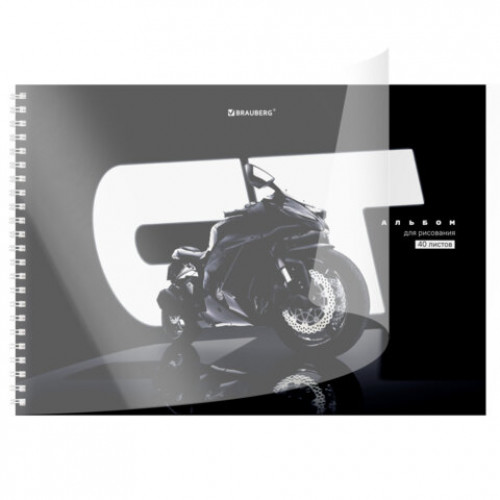 Альбом для рисования, пластиковая обложка, А4, 40 л., гребень, BRAUBERG, 210х297 мм, АССОРТИ-2 (8 видов), 107683