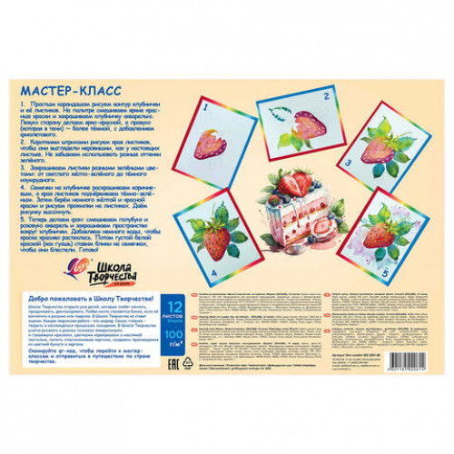 Альбом для рисования, А4, 12 листов, скоба, ЛУЧ Школа творчества, 203х288мм, Торт, 35С 2281-08