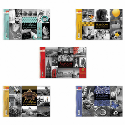 Альбом для рисования А4 40 л., спираль, тиснение, HATBER, 205х300 мм, Прикосновение цвета, 40А4Всп