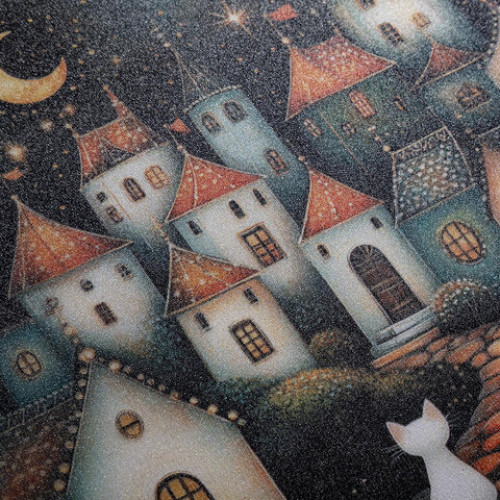 Альбом д/рис. обложка пластик, А4 48л., скоба, HATBER, 205х295мм, Лунный котик (5 вид, 48А4Впл