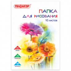 Папка для рисования БОЛЬШОГО ФОРМАТА А3, 10 л., 120 г/м2, ПИФАГОР, 297х420 мм, Цветы, 129217