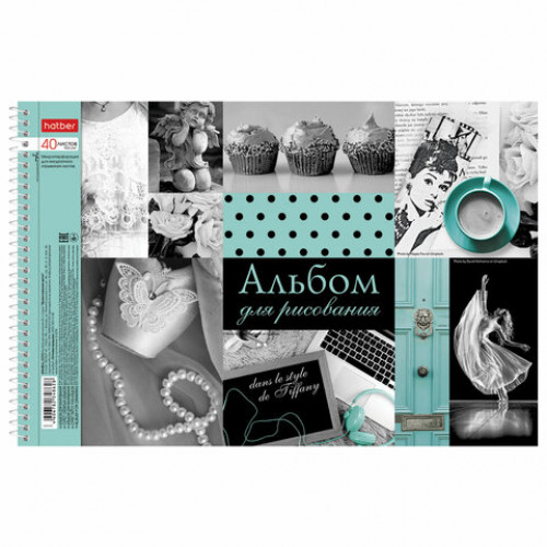 Альбом для рисования А4 40 л., спираль, тиснение, HATBER, 205х300 мм, Прикосновение цвета, 40А4Всп