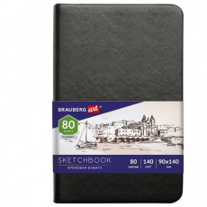 Скетчбук, слоновая кость 140 г/м2 90х140 мм, 80 л., КОЖЗАМ, резинка, BRAUBERG ART CLASSIC, черный, 113188 Скетчбук, слоновая кость 140 г/м2 90х140 мм, 80 л., КОЖЗАМ, резинка, BRAUBERG ART CLASSIC, черный, 113188