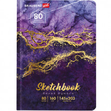 Скетчбук, белая бумага 160 г/м2, 145х203 мм, 80 л., твердая обложка, BRAUBERG ART CLASSIC Мрамор, 114592 Скетчбук, белая бумага 160 г/м2, 145х203 мм, 80 л., твердая обложка, BRAUBERG ART CLASSIC Мрамор, 114592