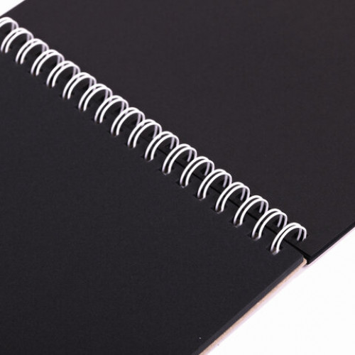 Скетчбук, черная бумага 120 г/м2, 170х195 мм, 30 л., гребень, цветная фольга, твин лак, Тигр, 97699