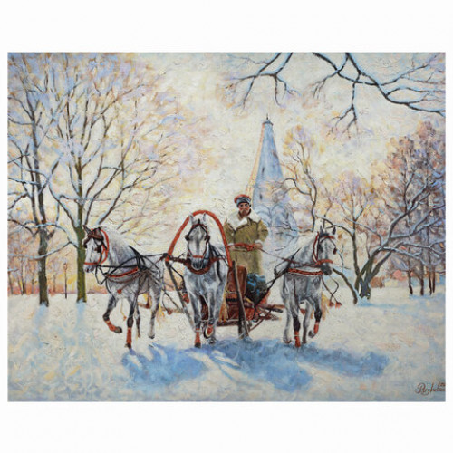 Картина стразами (алмазная мозаика) 40х50 см, ОСТРОВ СОКРОВИЩ Русская зима, на подрамнике, 662593