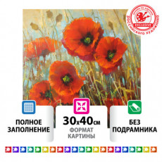 Картина стразами (алмазная мозаика) 30х40 см, ОСТРОВ СОКРОВИЩ Маки, без подрамника, 662575