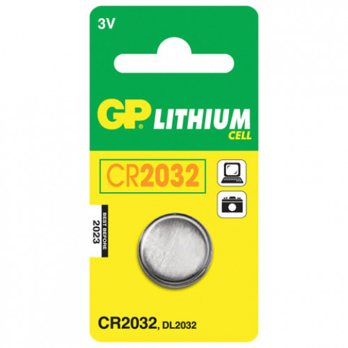 Батарейка GP Lithium, CR2032, литиевая, 1 шт., в блистере, CR2032-C1