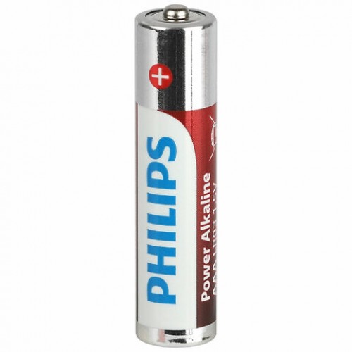 Батарейки алкалиновые мизинчиковые КОМПЛЕКТ 4 шт., PHILIPS Power Alkaline, ААА (LR03,15А), блистер, Б0062736