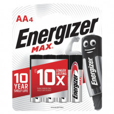 Батарейки КОМПЛЕКТ 4 шт., ENERGIZER Max, AA (LR06, 15А), алкалиновые, пальчиковые, блистер, E300157104 Батарейки КОМПЛЕКТ 4 шт., ENERGIZER Max, AA (LR06, 15А), алкалиновые, пальчиковые, блистер, E300157104