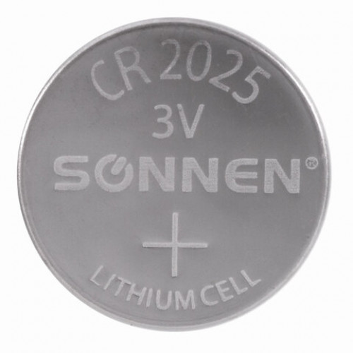 Батарейка SONNEN Lithium, CR2025, литиевая, 1 шт., в блистере, 451973