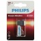 Батарейка алкалиновая 1 шт. PHILIPS Power Alkaline, Крона 9V (6LR61, 6LF22, 1604A), блистер, Б0062717