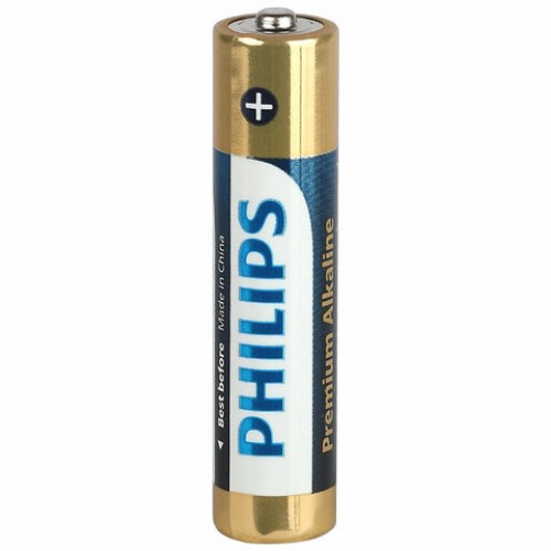 Батарейки алкалиновые мизинчиковые КОМПЛЕКТ 4 шт., PHILIPS Premium Alkaline, ААА (LR03, 15А), блистер, Б0062755