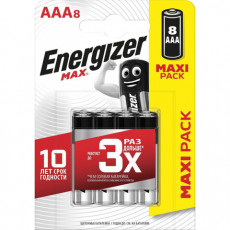 Батарейки КОМПЛЕКТ 8 шт., ENERGIZER Max, AAA (LR03, 24А), алкалиновые, мизинчиковые, блистер, E301530901 Батарейки КОМПЛЕКТ 8 шт., ENERGIZER Max, AAA (LR03, 24А), алкалиновые, мизинчиковые, блистер, E301530901