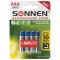 Батарейки КОМПЛЕКТ 4 шт., SONNEN Super Alkaline, AAA (LR03, 24А), алкалиновые, мизинчиковые, в блистере, 451096