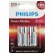 Батарейки алкалиновые мизинчиковые КОМПЛЕКТ 4 шт., PHILIPS Power Alkaline, ААА (LR03,15А), блистер, Б0062736